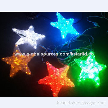 3D Star flake light, 5 stars/set, multiple color LED and acrylic dipping, 24, 110, 220V